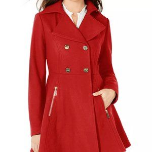Red A-Line Petite Wool Coat